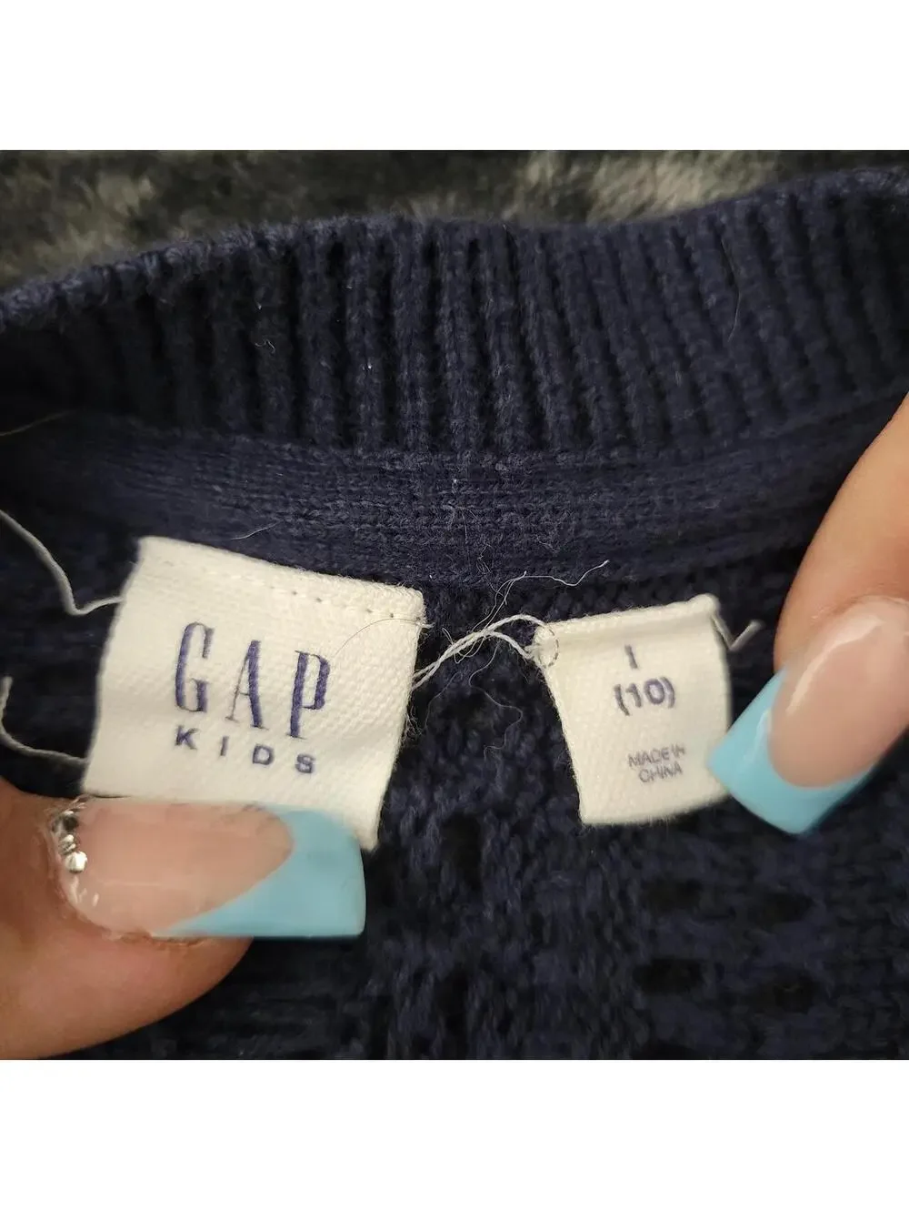 Gap Kids Size 10 Navy Blue Open Knit Dolman Sleeve Cardigan